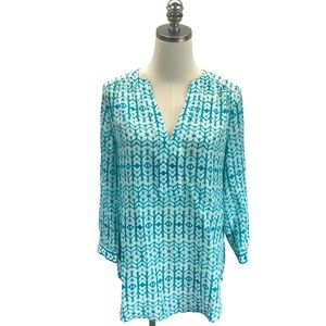 Ellie Kai Silk V-neck 3/4 Sleeves Tunic